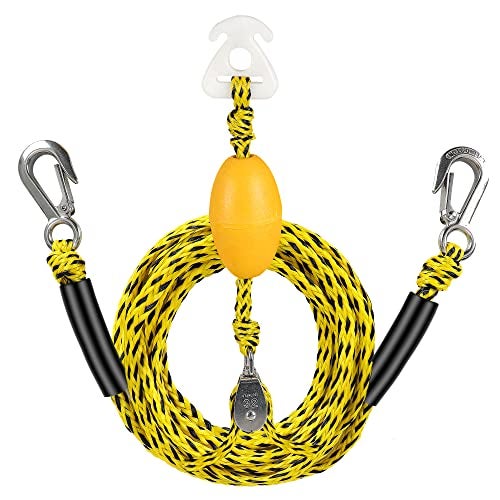 Jranter Watersports Heavy Duty Tow Harness with D Rings,Boat Tow Harness for Towing Towable Tube, Water Ski, Wakeboard (Yellow Black (18 feet=8.5'+8.5"+1)) - Image 1