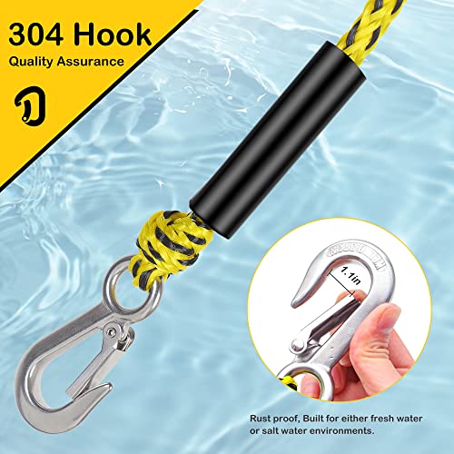 Jranter Watersports Heavy Duty Tow Harness with D Rings,Boat Tow Harness for Towing Towable Tube, Water Ski, Wakeboard (Yellow Black (18 feet=8.5'+8.5"+1)) - Image 3
