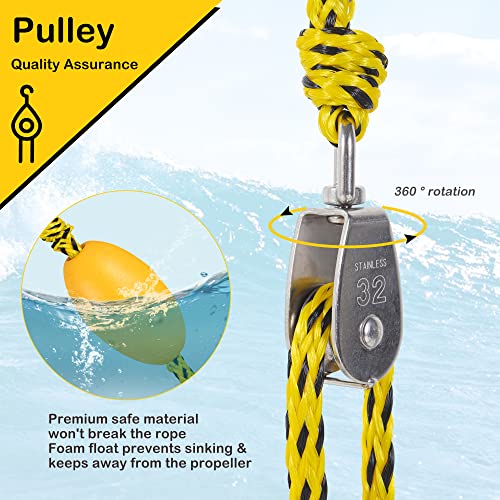 Jranter Watersports Heavy Duty Tow Harness with D Rings,Boat Tow Harness for Towing Towable Tube, Water Ski, Wakeboard (Yellow Black (18 feet=8.5'+8.5"+1)) - Image 5