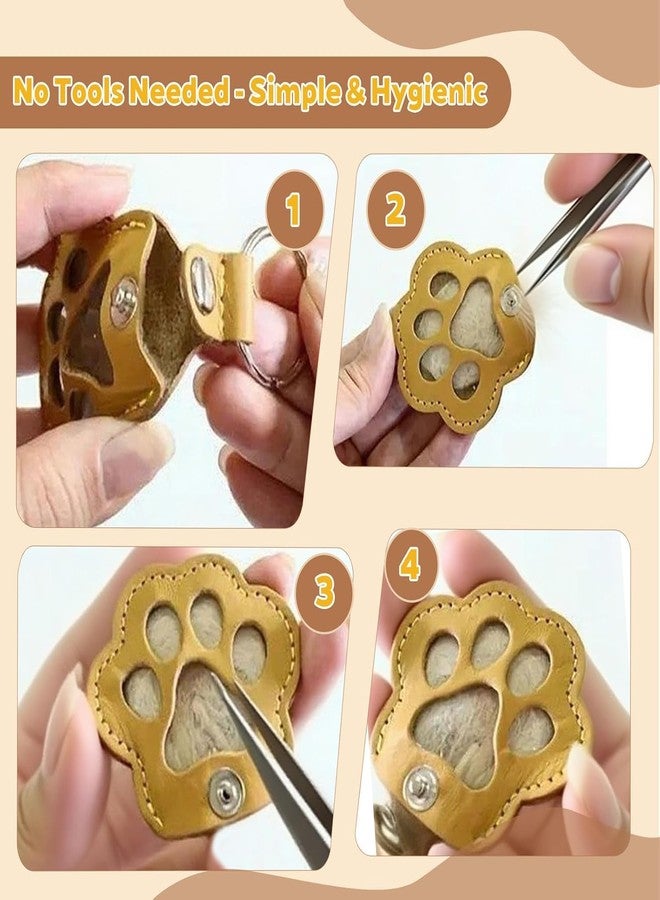 Plexaris Paw Keychain, Pet Fur Keepsake, Leather Pet Paw Keyring for Dogs and Cats, Memorial Gift with a Tweezer for Pet Lovers, Sentimental Pet Hair Keychain, Dog Paw Key Chain, Dark Brown - Image 3