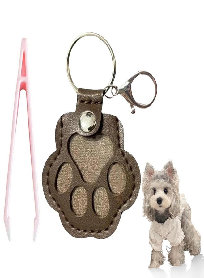 Plexaris Paw Keychain, Pet Fur Keepsake, Leather Pet Paw Keyring for Dogs and Cats, Memorial Gift with a Tweezer for Pet Lovers, Sentimental Pet Hair Keychain, Dog Paw Key Chain, Dark Brown - Image 1