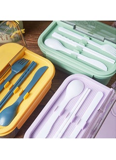 Arabest Portable Food-grade Plastic Lunch Box Microwave Sealed Bento Box Children's Adult Food Storage Box Lunch Bag-Green  - Image 3