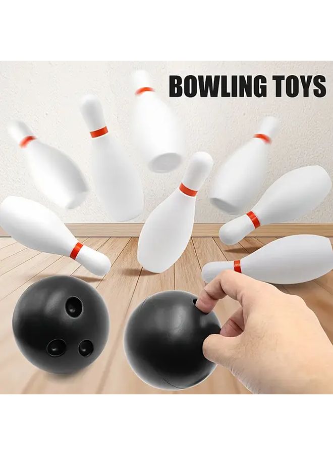Classic White Bowling Toy Set For Kids 10 Pins And 2 Balls Indoor Outdoor Play Model DJ905 - Image 4