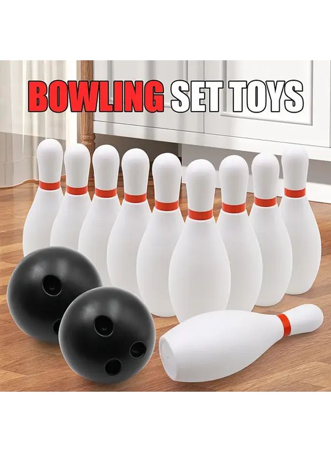 Classic White Bowling Toy Set For Kids 10 Pins And 2 Balls Indoor Outdoor Play Model DJ905 - Image 1