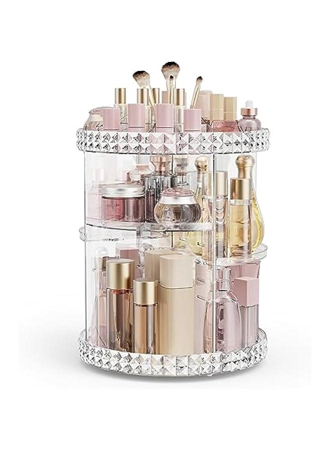 Arabest Rotating Makeup Organizer, 360° Spinning Skincare Organizers, Adjustable Layer Cosmetic Storage Lazy Susan Makeup Organizers for Dresser Bathroom, Medium, Clear  - Image 1