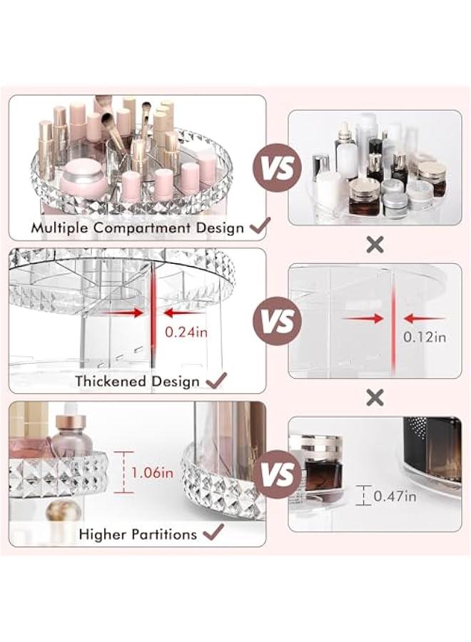 Arabest Rotating Makeup Organizer, 360° Spinning Skincare Organizers, Adjustable Layer Cosmetic Storage Lazy Susan Makeup Organizers for Dresser Bathroom, Medium, Clear  - Image 2