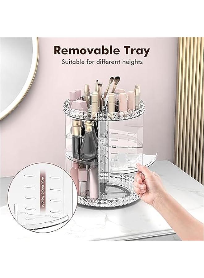 Arabest Rotating Makeup Organizer, 360° Spinning Skincare Organizers, Adjustable Layer Cosmetic Storage Lazy Susan Makeup Organizers for Dresser Bathroom, Medium, Clear  - Image 4