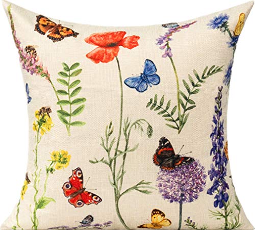 All Smiles Outdoor Patio Throw Pillow Covers 18x18 Set of 4 Spring Summer Garden Flowers Farmhouse Décor Outside Furniture Bench Chair Decorative Cushion Cases for Swing Deep Seat Bed Couch Sofa - Image 3