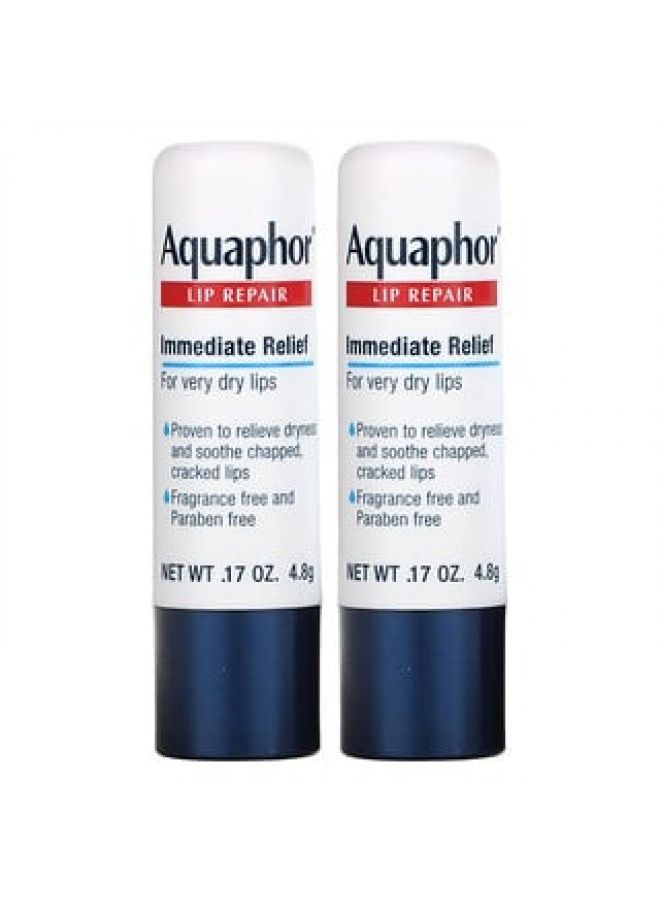 Aquaphor مرطب الشفاه أكوافور للتخفيف الفوري، 2 عود، 0.17 أونصة (4.8 جم) - Image 1