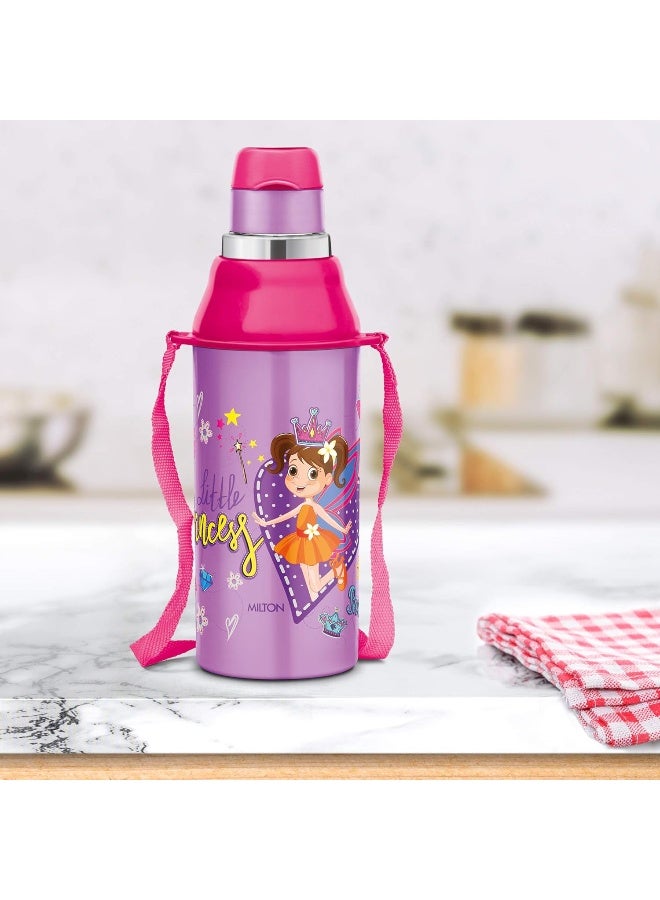 Milton زجاجة ماء للأطفال - معزولة ومضادة للتسرب وخالية من BPA مع حزام - مادة غذائية، 500 مل (الأميرة الصغيرة)، بنفسجي - Image 2