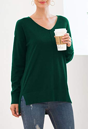 Jouica Womens Fall Casual Long Sleeve Pullover Sweater(Dark Green,X-Large) - Image 2