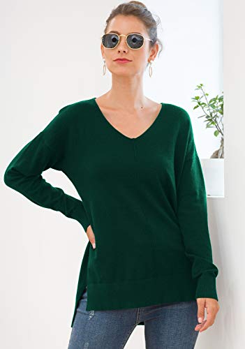 Jouica Womens Fall Casual Long Sleeve Pullover Sweater(Dark Green,X-Large) - Image 3