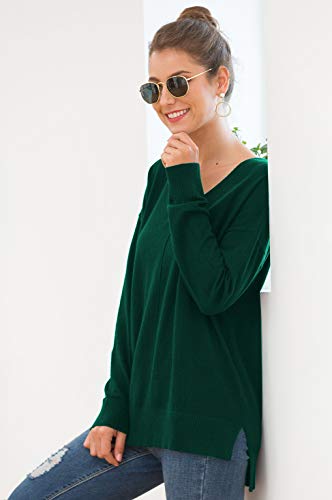 Jouica Womens Fall Casual Long Sleeve Pullover Sweater(Dark Green,X-Large) - Image 5