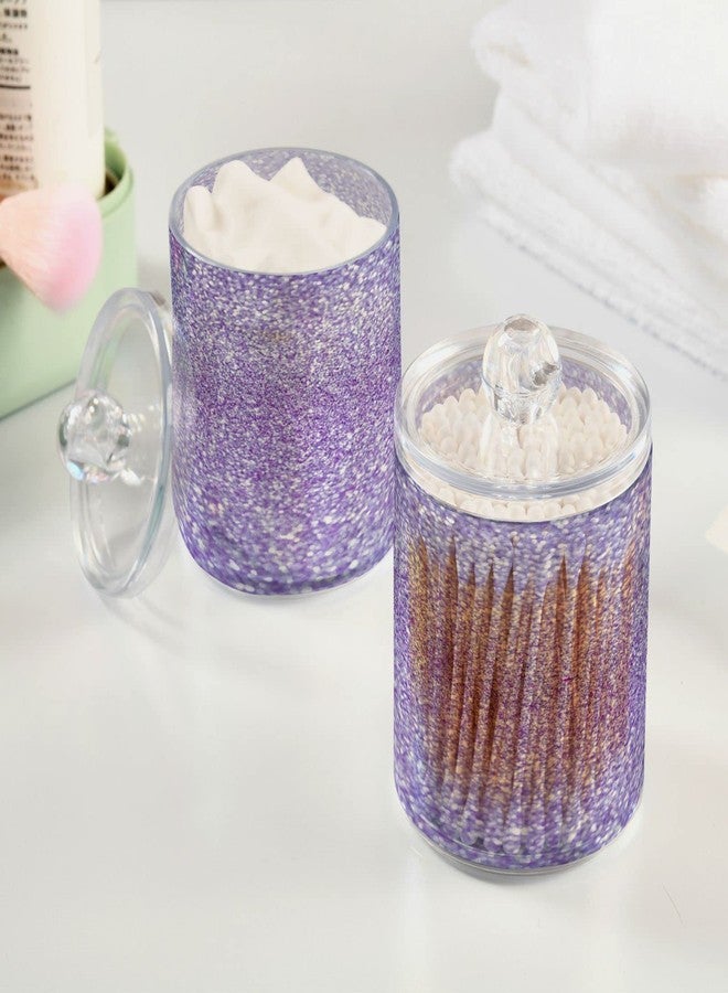 Pigsaly Purple Glitter Qtip Holder Dispenser Girly Bling Bathroom Canister Storage Organization 2 Pack Clear Plastic Apothecary Jars with Lids Vanity Makeup Organizer For Cotton Swab Ball Floss - Image 5