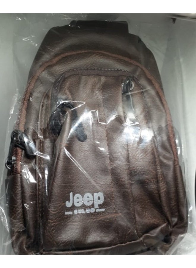 Jeep Lightweight and practical faux leather bag with 3 zippers - crossbody and shoulder bag for everyday use, chocolate brown color