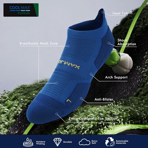 BRISIRA Coolmax Bamboo Viscose Compression Running Socks 3 Pairs Ankle Low Cut Athletic Anti Blister Cushioned Seamless - Image 2