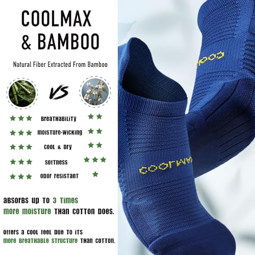BRISIRA Coolmax Bamboo Viscose Compression Running Socks 3 Pairs Ankle Low Cut Athletic Anti Blister Cushioned Seamless - Image 4