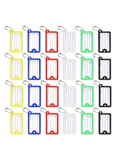 Y&D 150 Pieces Plastic Key Tags with Labels, SYOSI Ring Name Label Tags, Window for Home, Travel, Office, 6 Colors  - Image 1