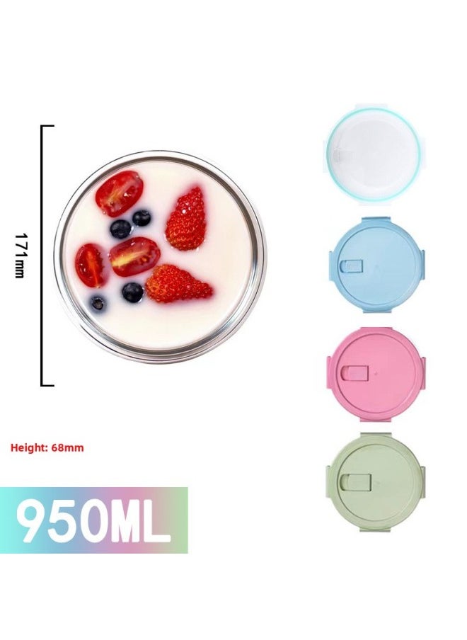 Rectangular Glass Preservation Bowl Microwave Heating Lunch Box Transparent Glass Lunch Box Round Lunch Box Glass-Specifications:Great Circle 950ML-Color:Transparent