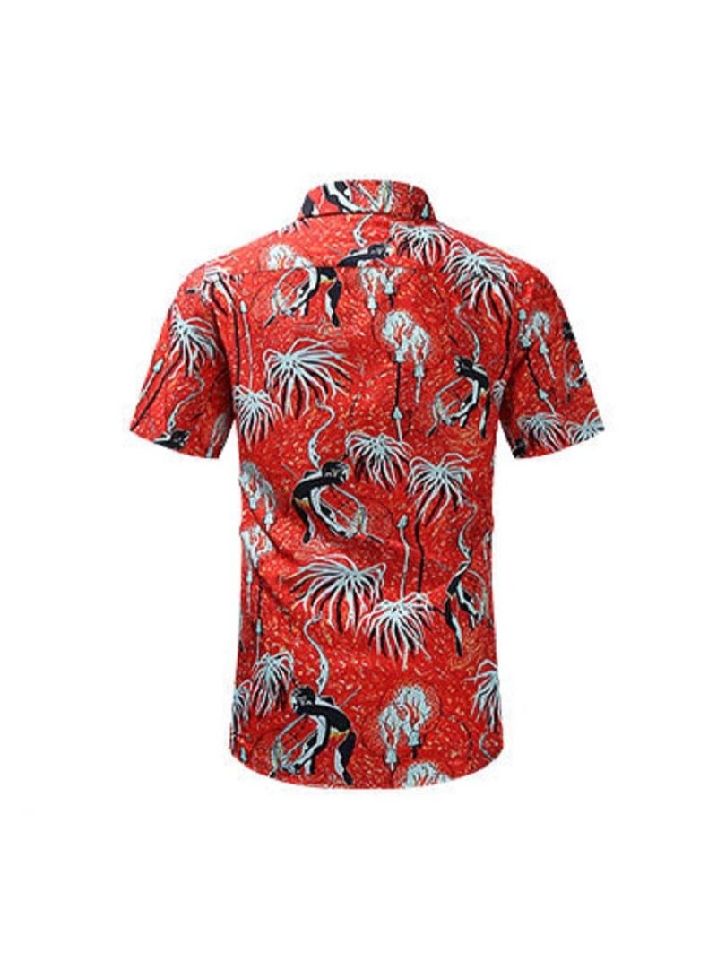 Loquat Summer Retro Printed Men's Short Sleeved Shirt  - Image 2
