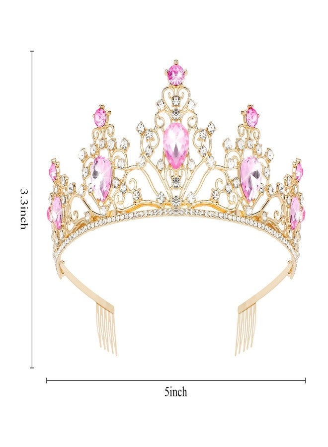 CAVETEE Pink Tiara and Crowns for Women Girls，Princess Tiara Rhinestone Crown Weeding Prom Birthday Queen Crown Headbands Birthday Party Hair Accessories for Girls - Image 4