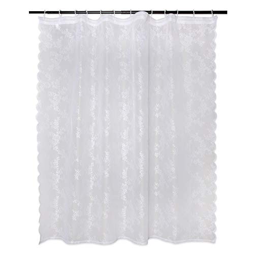 DII Translucent Lace Shower Curtain, 72x72, Flower Blossom White - Image 1