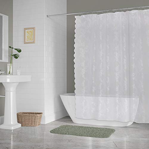 DII Translucent Lace Shower Curtain, 72x72, Flower Blossom White - Image 4