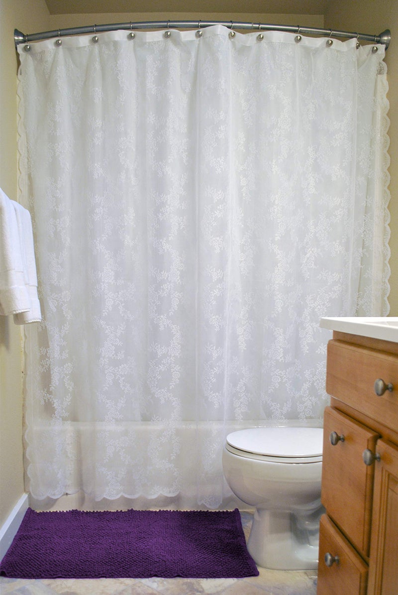 DII Translucent Lace Shower Curtain, 72x72, Flower Blossom White - Image 3