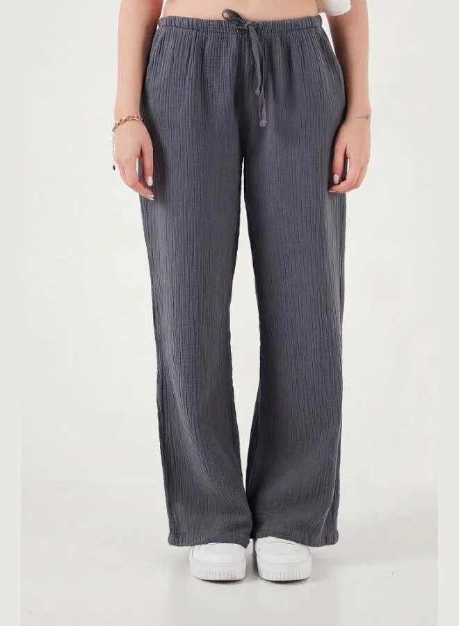 Lela  Lela Cotton Relaxed Fit Wide Leg Muslin Trousers Women's Pants 668YP5502 for Women | Best Price UAE