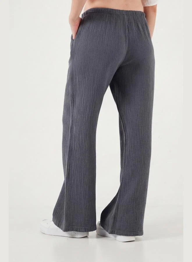 Lela  Lela Cotton Relaxed Fit Wide Leg Muslin Trousers Women's Pants 668YP5502 for Women | Best Price UAE