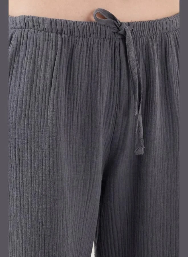 Lela  Lela Cotton Relaxed Fit Wide Leg Muslin Trousers Women's Pants 668YP5502 for Women | Best Price UAE