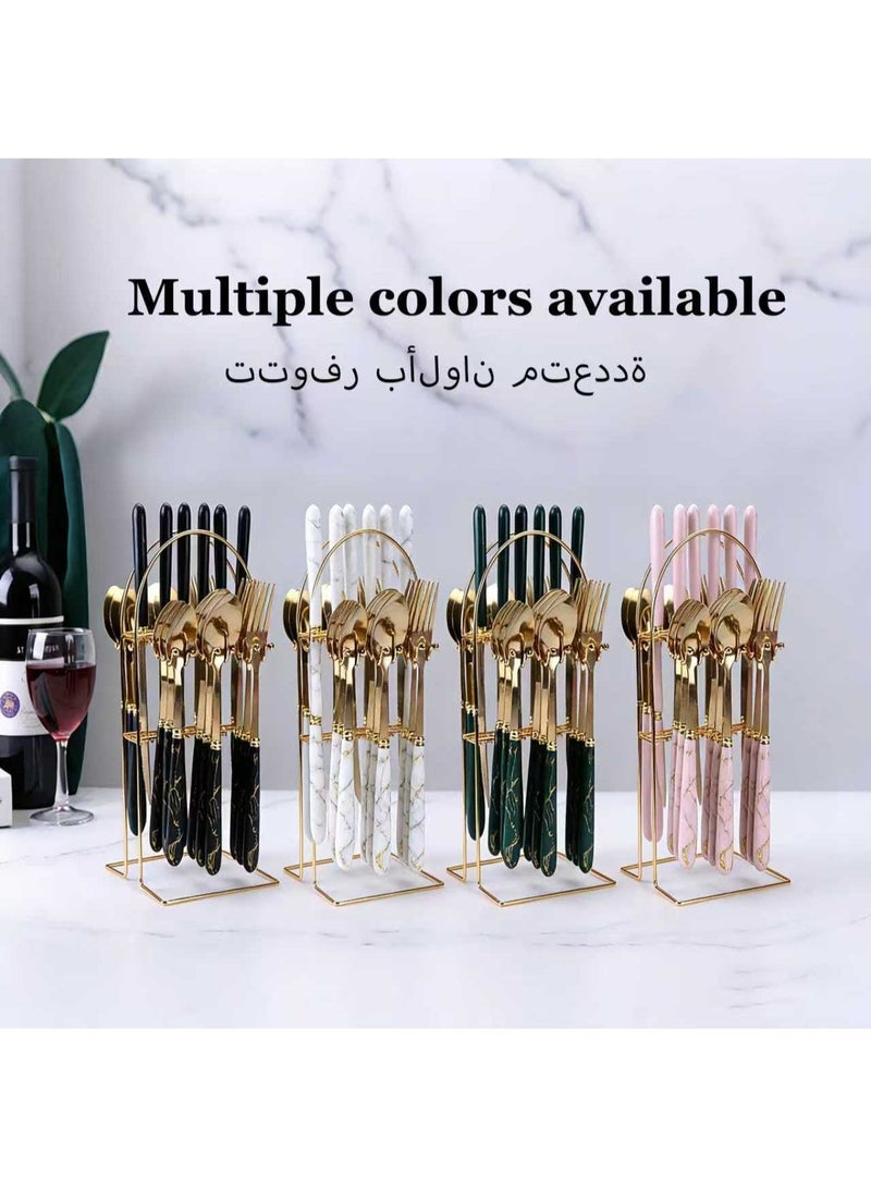 24-Piece Gold-Plated Stainless Steel Flatware Set — Kitchen Utensil & Cutlery Set for 6 — Steak Cutlery Set — Suitable for Home and Restaurant Use - Image 4