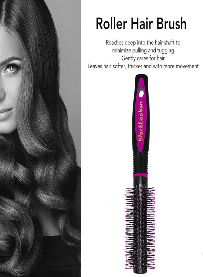 BlackLaoban Round Hair Brush With Brush Cleaner Tool for Blow Drying, Styling, Curling, Straighten with Soft Nylon Bristles for Short or Medium Curly Hairs for Women & Men (Purple) - Image 5