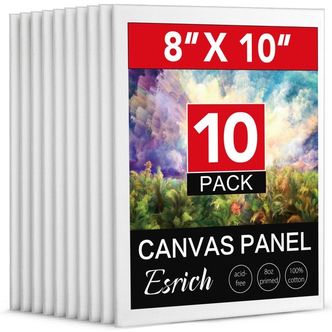 CANVAS BOARDS FOR PAINTING 10 PACK CANVASES FOR PAINTING 8X10 COTTON PRIMED ACID FREE BLANK CANVAS PANELS FOR OIL PAINT WATERCOLOR ACRYLIC PAINT GOUACHE AND TEMPERA