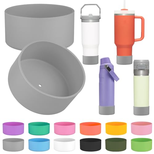 ziHenryDa 2Pcs Silicone Boot Sleeve for Stanley IceFlow Fast Flow Water Bottle 24oz,Silicone Boot Bumper for Stanley Quencher 40oz,for IceFlow 20oz 30oz,for Quick Flip GO 24oz Bottle（Thickened） (Gray) - Image 1
