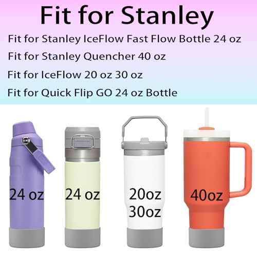 ziHenryDa 2Pcs Silicone Boot Sleeve for Stanley IceFlow Fast Flow Water Bottle 24oz,Silicone Boot Bumper for Stanley Quencher 40oz,for IceFlow 20oz 30oz,for Quick Flip GO 24oz Bottle（Thickened） (Gray) - Image 2