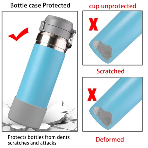 ziHenryDa 2Pcs Silicone Boot Sleeve for Stanley IceFlow Fast Flow Water Bottle 24oz,Silicone Boot Bumper for Stanley Quencher 40oz,for IceFlow 20oz 30oz,for Quick Flip GO 24oz Bottle（Thickened） (Gray) - Image 5