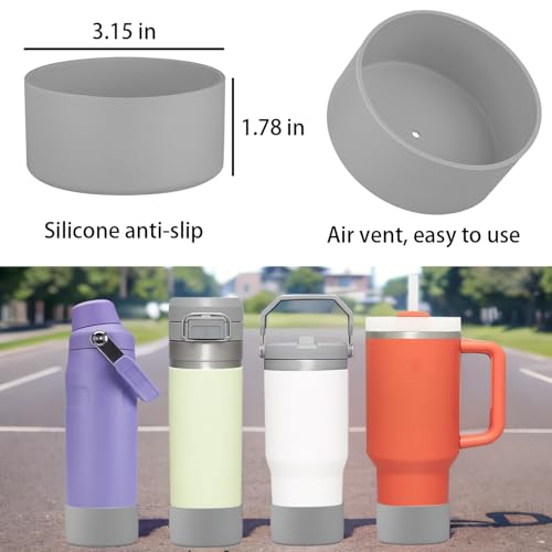 ziHenryDa 2Pcs Silicone Boot Sleeve for Stanley IceFlow Fast Flow Water Bottle 24oz,Silicone Boot Bumper for Stanley Quencher 40oz,for IceFlow 20oz 30oz,for Quick Flip GO 24oz Bottle（Thickened） (Gray) - Image 4