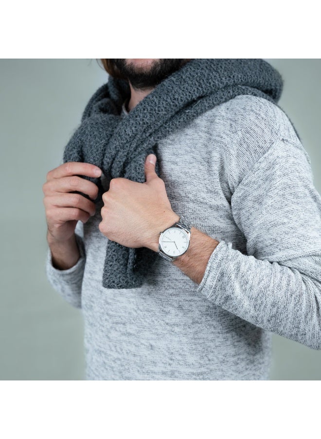 بيير كاردان ساعة بيير كاردان CBA.4015 - ساعة يد رجالية أنيقة بمينا دائري فضي مع سوار معدني - Image 2