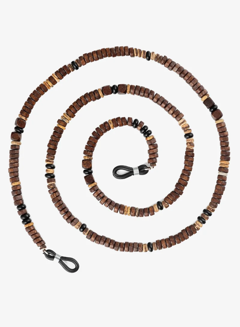 Minza  Minza “Bruno” Unisex Eyewear Chain, Natural Wood & Onyx Stone, Handmade Glasses Chain for Sunglasses & Eyeglasses, Minimalist Earth-Tone Eyewear Accessory  | Best Price UAE