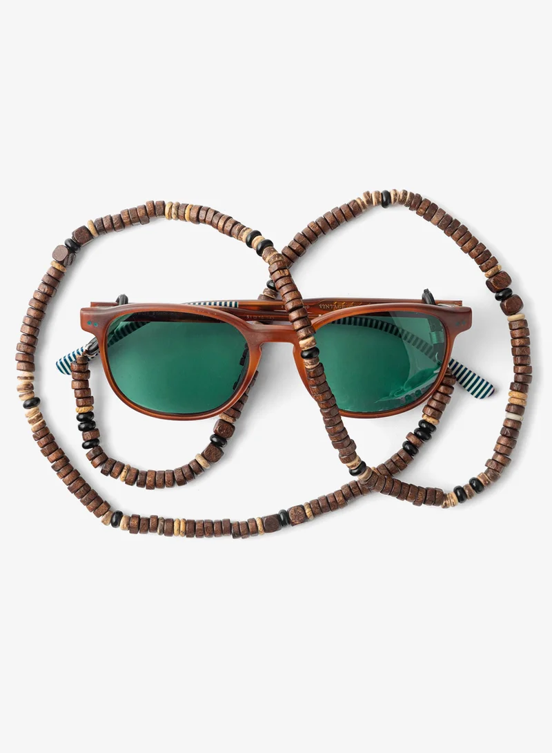 Minza  Minza “Bruno” Unisex Eyewear Chain, Natural Wood & Onyx Stone, Handmade Glasses Chain for Sunglasses & Eyeglasses, Minimalist Earth-Tone Eyewear Accessory  | Best Price UAE