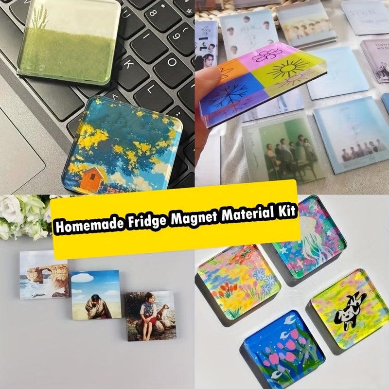 75 قطعة 5x5 سم مربع مغناطيس ثلاجة أكريليك شفاف طقم DIY إطار صورة هدية - Image 1
