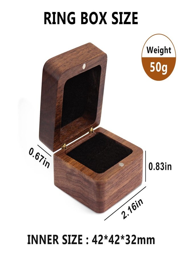 WisePoint Personalized Wooden Ring Box, Mini Engagement Ring Holder Box with Single Slot, Square Wedding Rings Box for Rings, Elegant and Retro RingHolder Box for Wedding, Ceremony (black) - Image 2