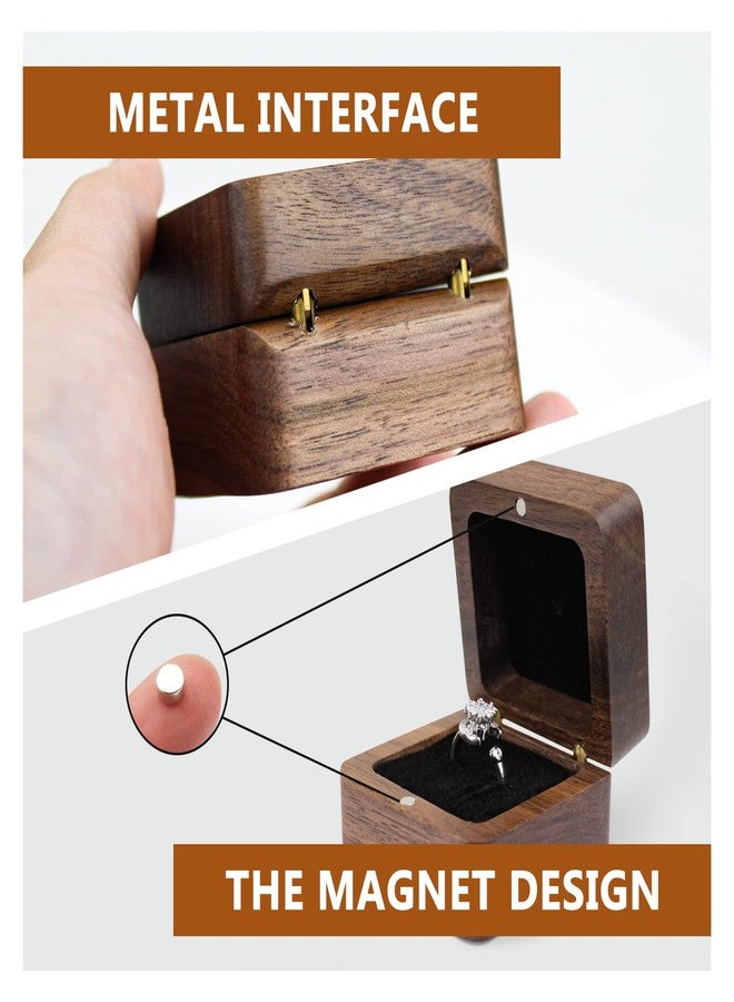 WisePoint Personalized Wooden Ring Box, Mini Engagement Ring Holder Box with Single Slot, Square Wedding Rings Box for Rings, Elegant and Retro RingHolder Box for Wedding, Ceremony (black) - Image 3