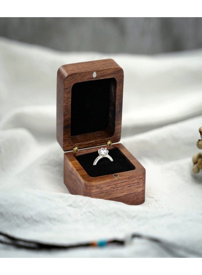 WisePoint Personalized Wooden Ring Box, Mini Engagement Ring Holder Box with Single Slot, Square Wedding Rings Box for Rings, Elegant and Retro RingHolder Box for Wedding, Ceremony (black) - Image 4