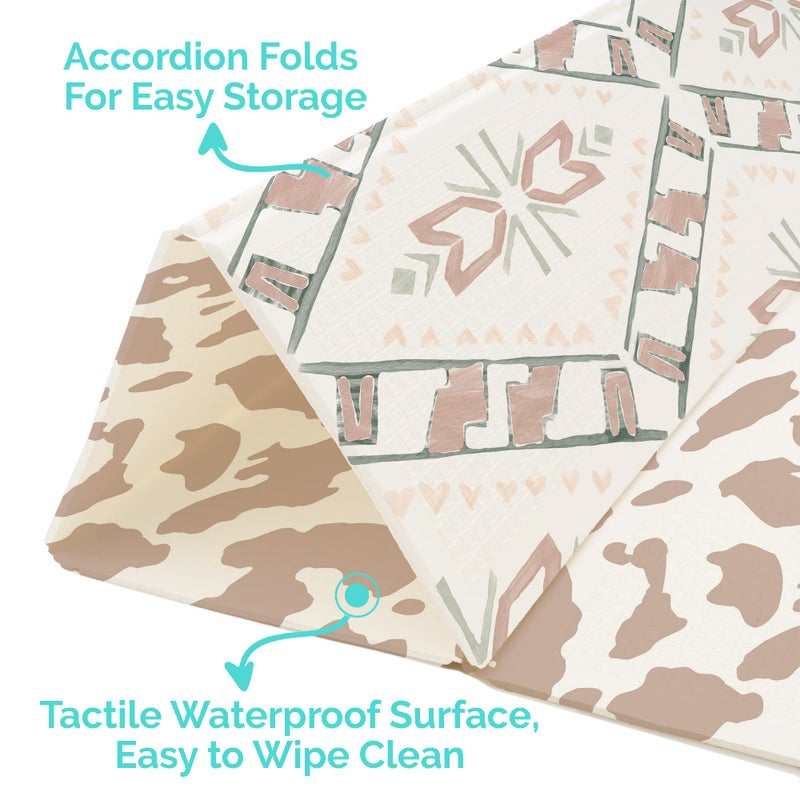 JumpOff Jo Foldable Foam Play Mat â€“ Large Waterproof Baby & Toddler Activity Floor Mat, Double-Sided 70 x 59 Inch Play Surface - Westbound - Image 3