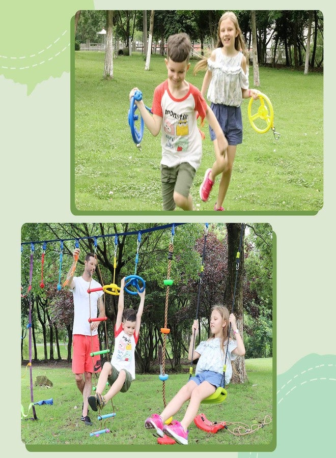 Rainbow Craft Craft Ninja Warrior Obstacle Course Accessories Kids Outdoor Play - 7pc Rings, 2pc Swing Trapeze Wheels & 2pc Monkey Bars - Image 3