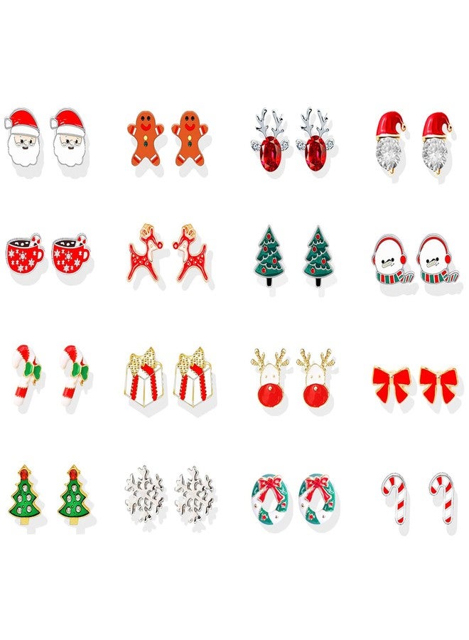 Frodete Christmas Earrings for Women Multiple Styles Tree Gingerbread Snowflake Candy Cane Dangle Stud Earrings Xmas Holiday Christmas Jewelry Gifts Stocking Stuffers - Image 1