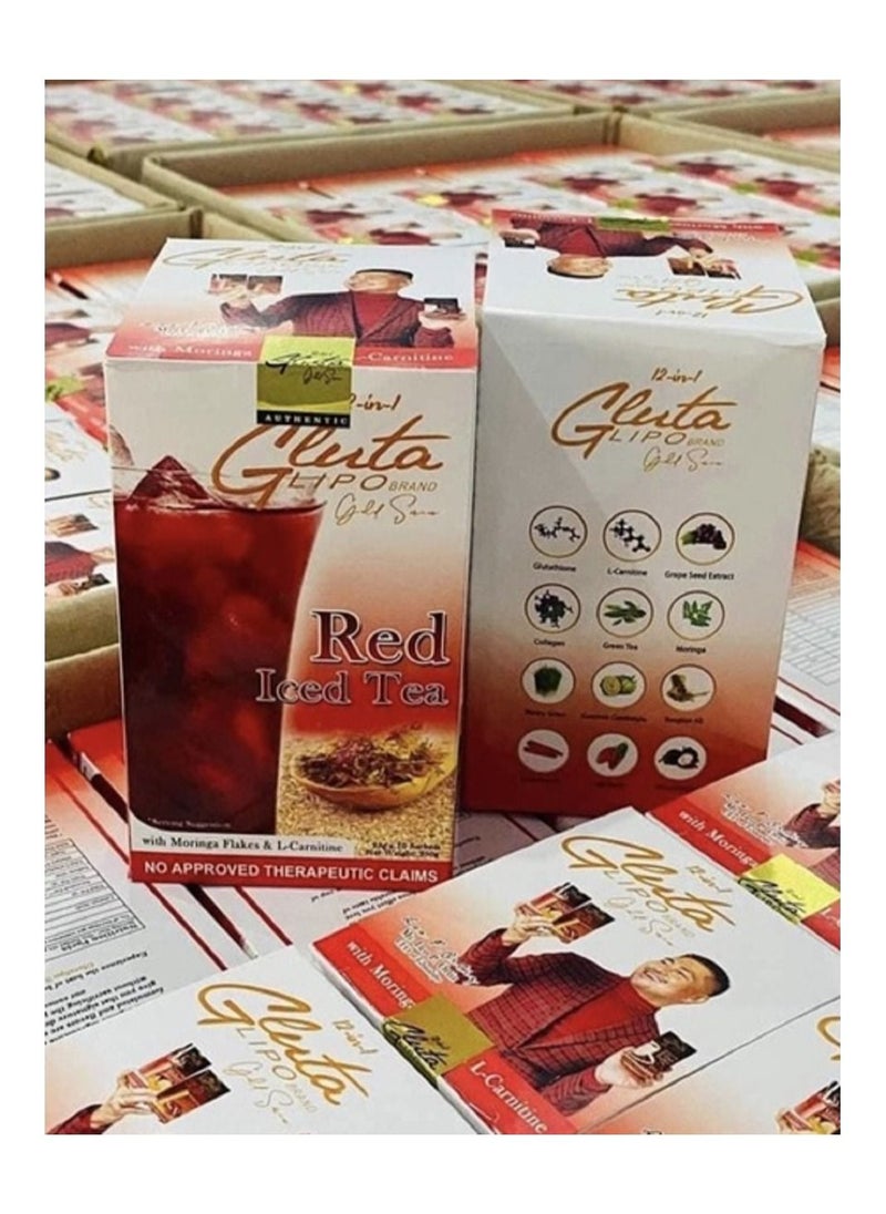 Gluta 12 in 1 Lipo Gold Series Red Iced Tea 10 Sachets  - Image 2