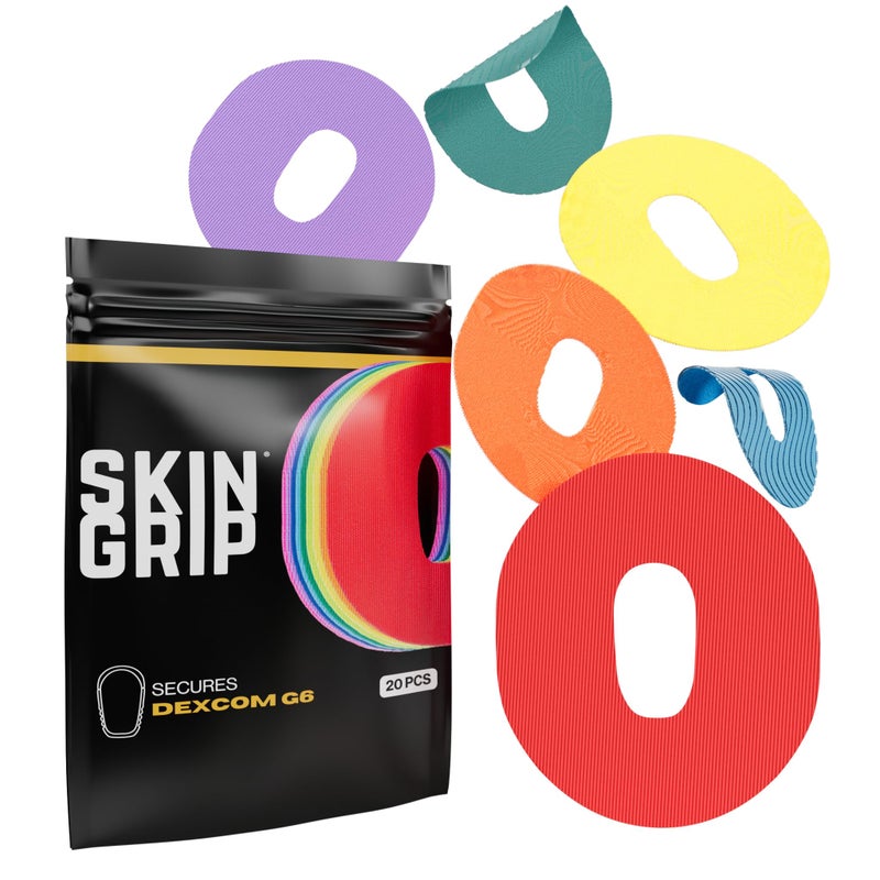 Skin Grip Adhesive Patch Compatible with Dexcom G6 Adhesive Patches Waterproof & Sweatproof with Cutout, Lasts 10-14 Days, Continuous Glucose Monitor Patch, CGM Sensor Cover â€“ 20 Pack, Rainbow Pack - Image 1
